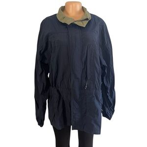 Columbia Vintage Windbreaker Jacket Blue Pockets Hoodie
